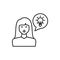 Learning, woman, lamp icon. Element of education line icon