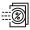 Lease percent papers icon, outline style