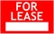 FOR LEASE red sign with white word and empty space for text, advertising template. Hire label