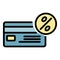 Leasing credit card icon color outline vector