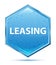 Leasing crystal blue hexagon button