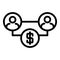 Leasing money people connection icon, outline style