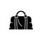 Leather bag black icon, vector sign on isolated background. Leather bag concept symbol, illustration