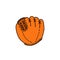 Leather baseball glove doodle icon, vector illustration