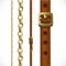 Leather belts with brass buckles and large and small seamless chain