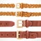 Leather belts with buckles buttoned and unbuttoned variants