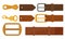 Leather Belts with Metal Buckles and Steel Trinkes Collection, Garments Fashion Accessories Vector Illustration