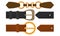 Leather Belts with Metal Steel Buckles Collection, Garments Fashion Accessories Vector Illustration