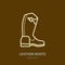 Leather boots line logo. Flat sign for polo equipment store. Traditional cowboy footwear icon