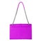 Leather bright purple female bag silver large chain