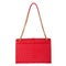 Leather bright red female bag with diagonal embossing