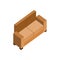 Leather Brown Couch 3D Isometric Furniture Illustration