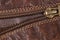 Leather brown opened zipper and brown natural leather material