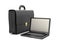 Leather business briefcase and laptop