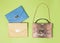 Leather color woman handbags isolated