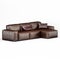 Leather corner sofa brown color on a white background 3d