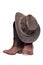 Leather cowboy boots and hat