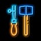 leather craft tools neon glow icon illustration