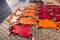 Of leather drying on the ground in Marrakech souk, Morocco