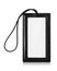 Leather hanging tag isolated on white background. Black leather tag for your design.  Clipping path