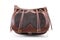 Leather hunting bag with brown ornament with patronage on white background