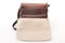 Leather hunting bag with brown ornament with patronage on white background