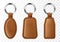 Leather keychains, brown keyring holders set.