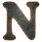 Leather letter N uppercase. 3D render font with skin texture isolated on white background.