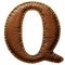 Leather letter Q uppercase. 3D render font with skin texture isolated on white background.