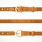 Leather light brown belt buttoned, unbuttoned and seamless middle part