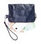 Leather pouch bag with phone and euros isolated