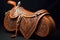 leather saddle with intricate metal details