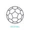 Leather soccer ball outline icon. Vector illustration. Sports equipment. Inventory for athletic game.