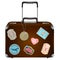 Leather suitcase with retractable handle for trave