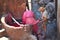 Leather tanning in Fez , Morocco