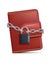 Leather wallet with padlock and chain