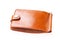 Leather wallet on white background. Expensive man`s purse