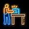 leatherworking sewing neon glow icon illustration