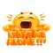 Leave me alone sticker. Yellow emoji cartoon character. Emoticon smile face