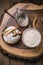 The leaven for bread is active. Starter sourdough  fermented mixture of water and flour to use as leaven for bread baking. The