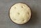 Leavened dough in ceramic bowl