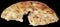 Leavened Pitta Flatbread Torn Loaf Single Half Isolated On Black Background