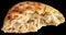 Leavened Pitta Flatbread Torn Loaf Single Half Isolated On Black Background