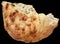 Leavened Pitta Flatbread Torn Loaf Single Half Isolated On Black Background