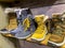 Leavenworth, WA USA - circa December 2022: Close up view of outdoor boots and shoes for sale inside a local sporting goods shop
