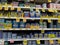 Leavenworth, WA USA - circa December 2022: Wide view of a variety of canned seafood products for sale inside a Safeway grocery