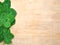 Leaves clover on wooden background