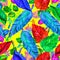 Leaves colorful pattern. Foliage background. Watercolor illustration