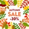 Leaves final autumn sale background, flat style