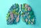 Leaves and flowers arranged in shape of human lungs. bronchial tree, healthy lungs